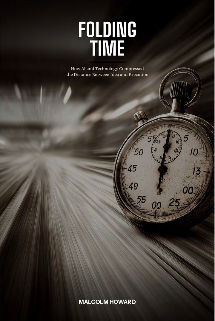Folding Time by Malcolm Howard — book cover with a vintage stopwatch